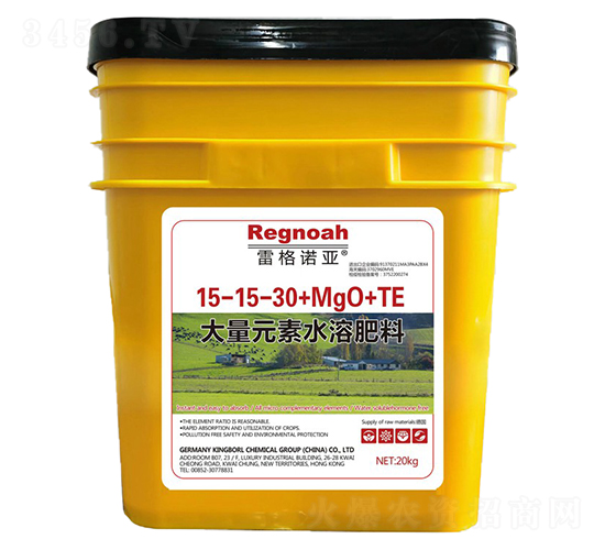 大量元素水溶肥15-15-30+MgO+TE-雷格諾亞-金谷丁