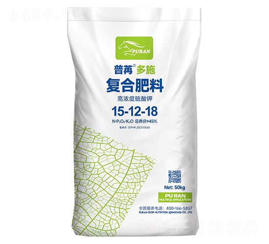 高濃度硫酸鉀復(fù)合肥料15-12-18-普苒多施
